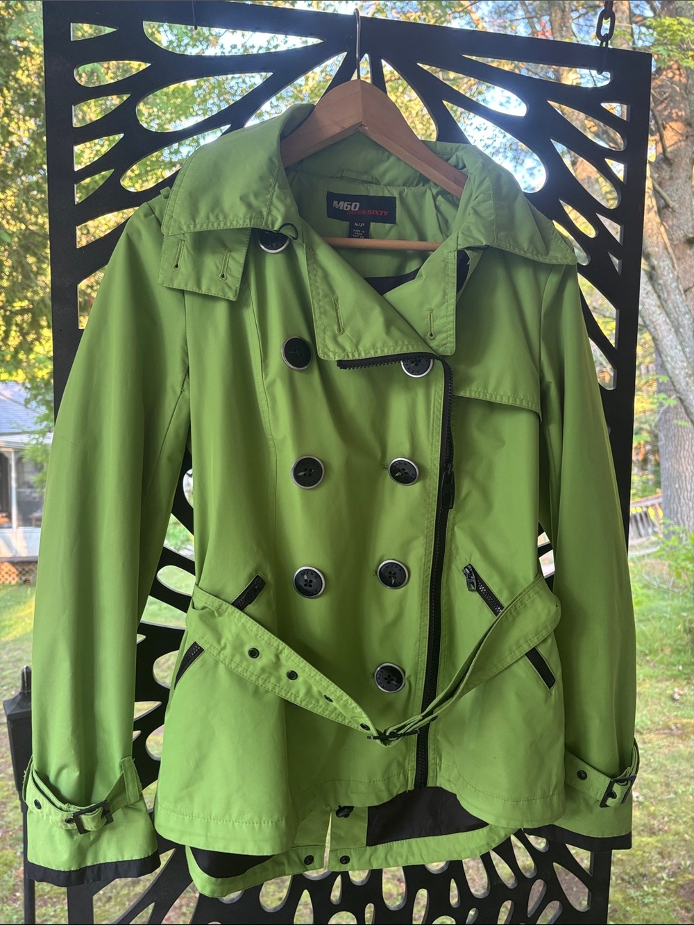 Lime Green Double-Breasted Trench Coat